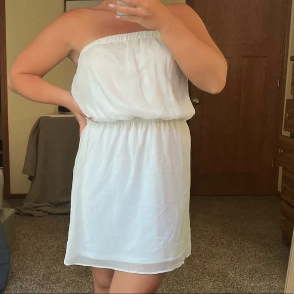 Express White Strapless Dress